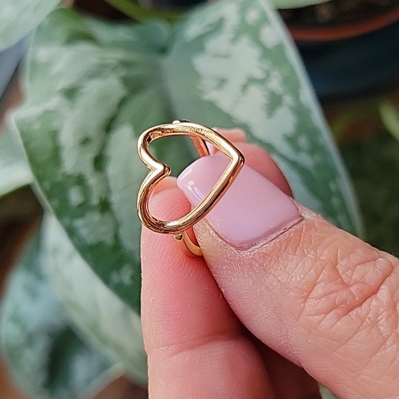 Open Heart Gold Tone Fashion Ring - Picture 8 of 10